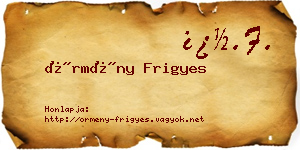 Örmény Frigyes névjegykártya